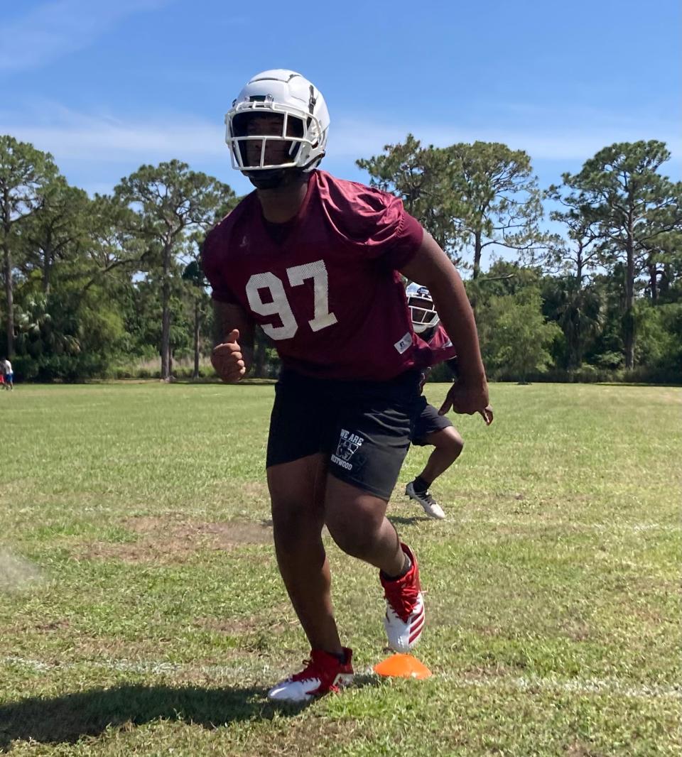 Fort Pierce Westwood rising junior defensive lineman Cameron Gooden during practice Tuesday.