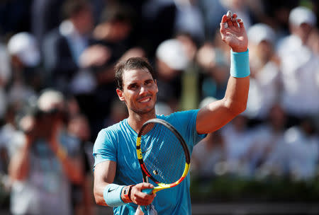 Tennis - French Open - Roland Garros, Paris, France - May 31, 2018 Spain's Rafael Nadal celebrates winning his second round match against Argentina's Guido Pella REUTERS/Benoit Tessier