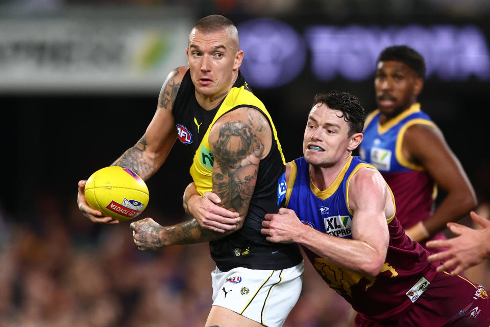 Dustin Martin, pictured here in action for Richmond against Brisbane in the AFL elimination final.