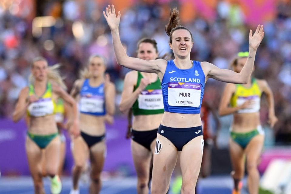 Muir crossed the line after a brilliant kick in the 1500m final (AFP via Getty Images)