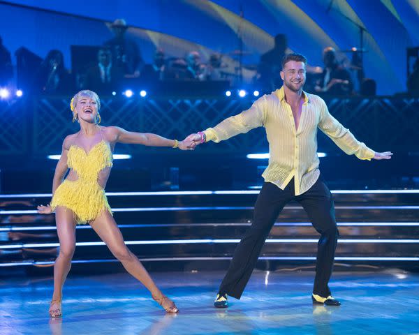 <p>Disney/Eric McCandless</p> Harry Jowsey and Rylee Arnold dance to Taylor Swift's "Shake it Off."