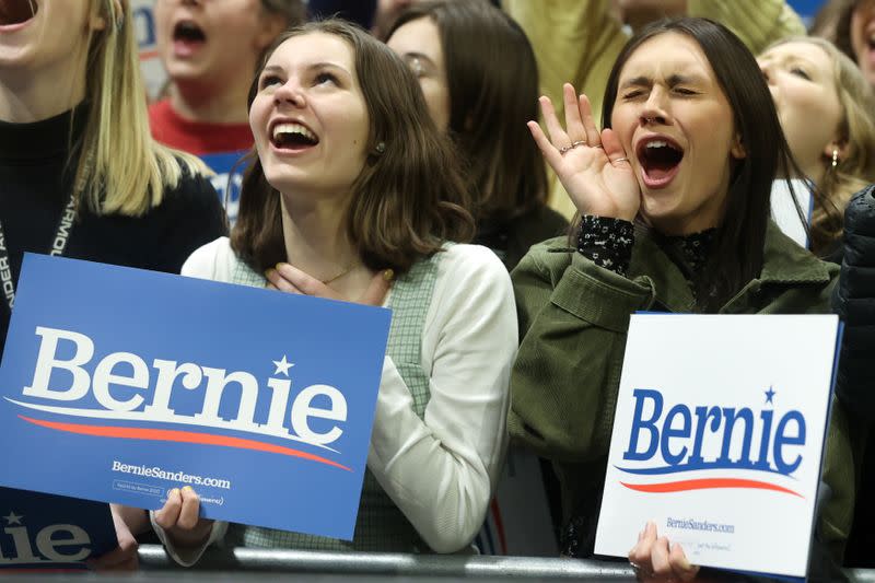 Democratic 2020 U.S. presidential candidate Sanders rallies with supporters in St. Paul, Minnesota