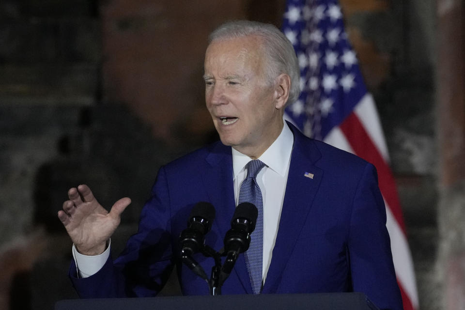 U.S. President Joe Biden talks to the media during a press conference ahead of the G20 Summit in Nusa Dua, Bali, Indonesia, Monday, Nov. 14, 2022. (AP Photo/Dita Alangkara)