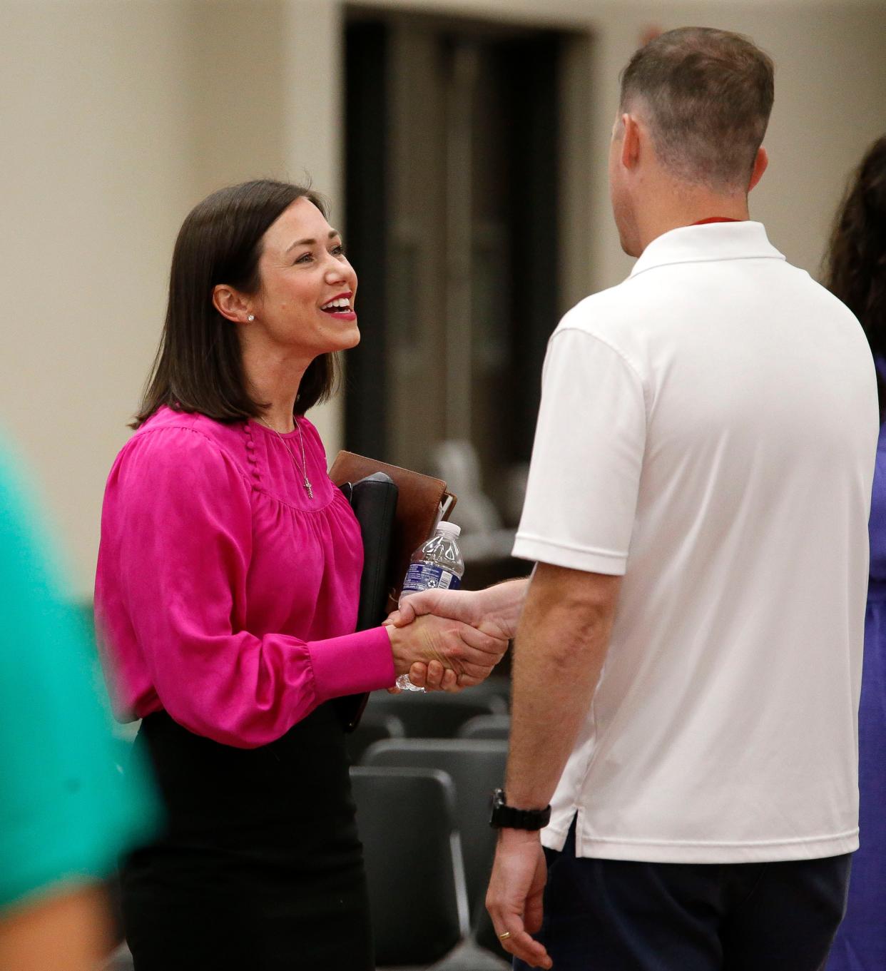 U.S. Senate candidate Katie Britt speaks to Boys State delegates in the Ferguson Center Ballroom on the campus of the University of Alabama Thursday, July 15, 2021. [Staff Photo/Gary Cosby Jr.]