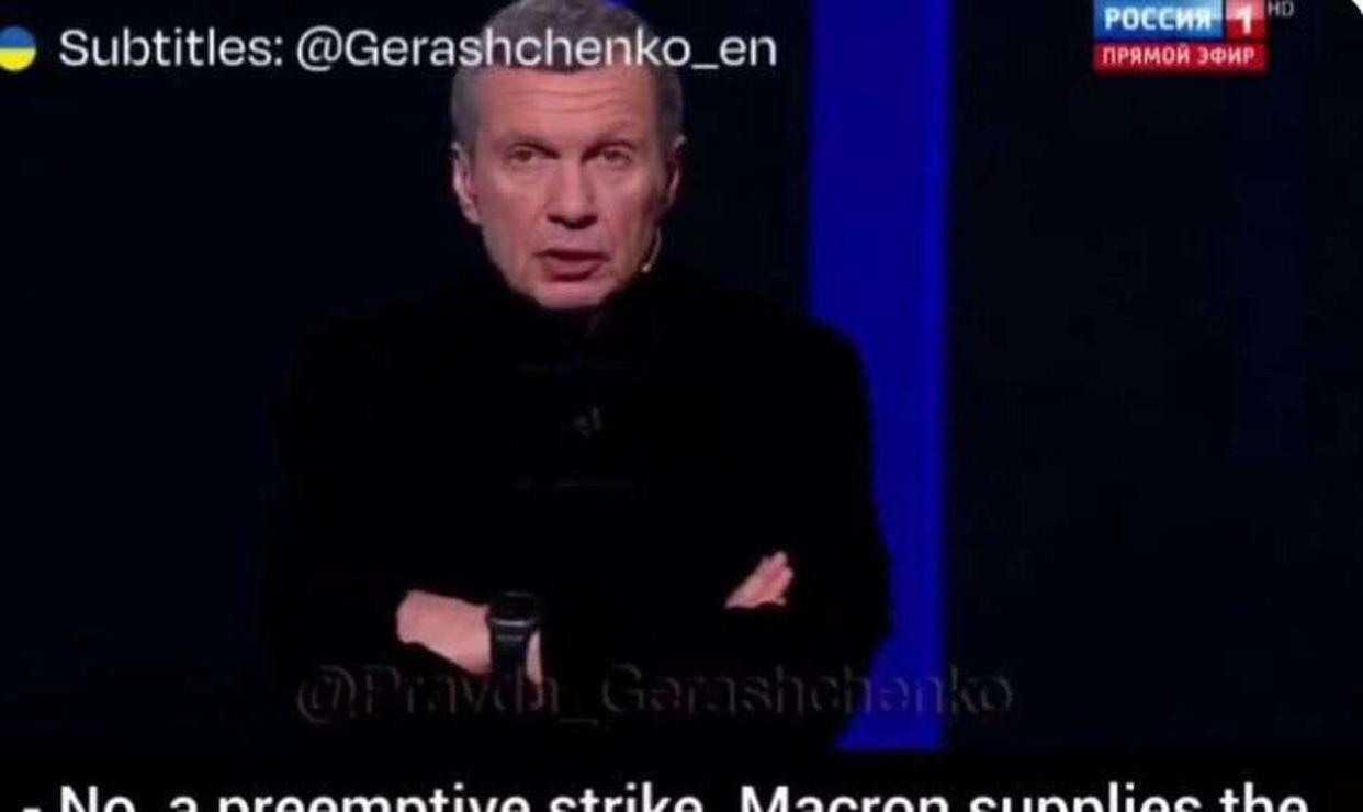 Vladimir Soloviev, journaliste et propagandiste du kremlin, a affirmé que la France devait être la cible de frappes préventives.