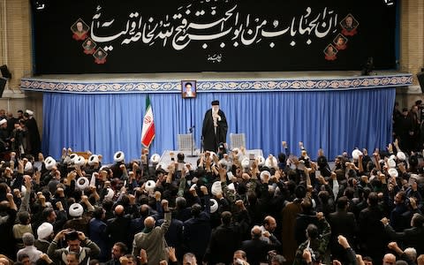Iran's Supreme Leader Ayatollah Ali Khamenei delivers a speech during a gathering in Tehran - Credit: Reuters