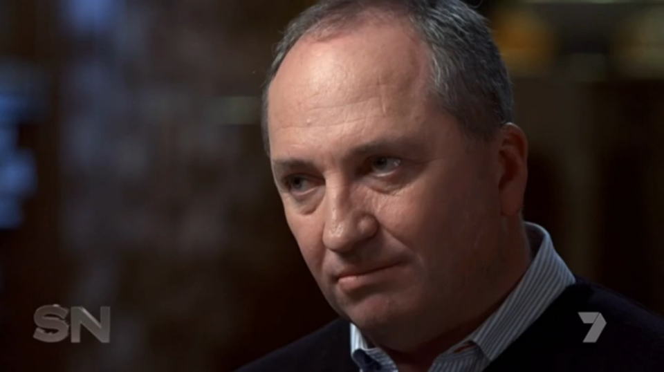 Barnaby Joyce during his exclusive interview with Sunday Night. Photo: Channel Seven