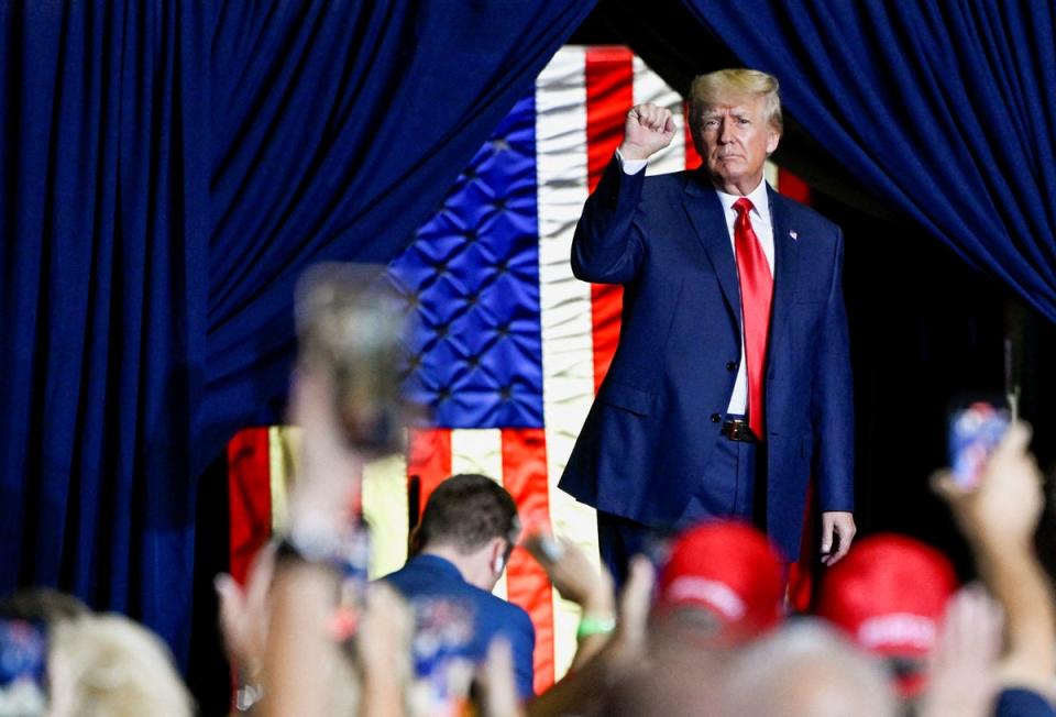 Former U.S. president Donald Trump holds a rally in Youngstown, Ohio, U.S., September 17, 2022. (REUTERS)