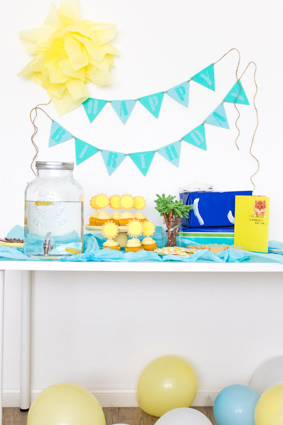 <p>Even if it’s not summer, a summer-themed soirée is still an amazing choice. Suns and sky-blue everything make cheerful visuals for birthdays or going-away parties. </p><p><strong>See more at <a href="https://www.clubcrafted.com/celebrating-summer-dessert-table/" rel="nofollow noopener" target="_blank" data-ylk="slk:Club Crafted" class="link ">Club Crafted</a>.</strong></p><p><strong><strong><a class="link " href="https://go.redirectingat.com?id=74968X1596630&url=https%3A%2F%2Fwww.walmart.com%2Fsearch%3Fq%3Dyellow%2Btable%2Bcloths&sref=https%3A%2F%2Fwww.thepioneerwoman.com%2Fhome-lifestyle%2Fentertaining%2Fg41021040%2Fbest-party-themes%2F" rel="nofollow noopener" target="_blank" data-ylk="slk:SHOP YELLOW TABLE CLOTHS">SHOP YELLOW TABLE CLOTHS</a></strong><br></strong></p>