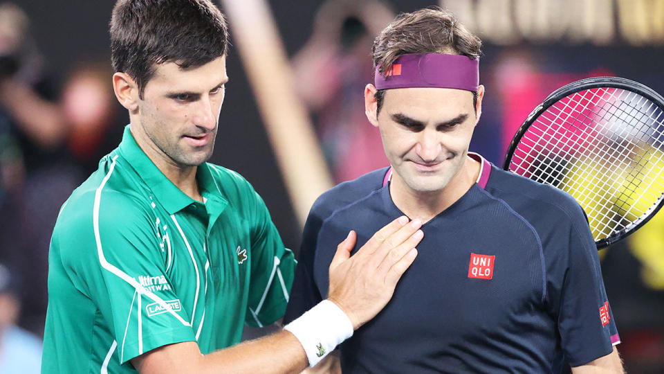 Novak Djokovic and Roger Federer, pictured here in action at the Australian Open in January.