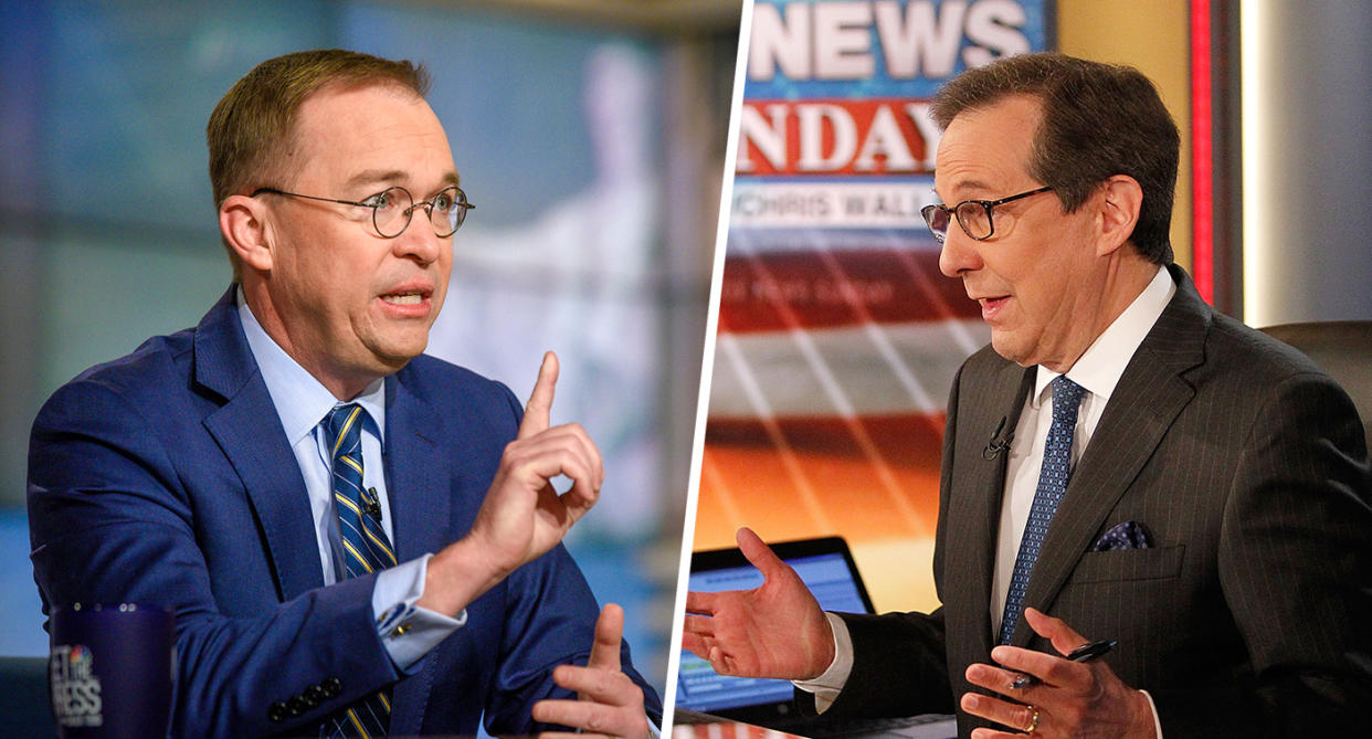 Acting White House Chief of Staff Mick Mulvaney (Photo by: William B. Plowman/NBC/NBC NewsWire via Getty Images); Fox News host Chris Wallace (Photo by Paul Morigi/Getty Images)