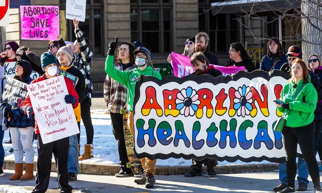 <span>Abortion rights supporters protest against a ban in Idaho in 2023.</span><span>Photograph: Sarah A Miller/Idaho Statesman via Getty Images</span>