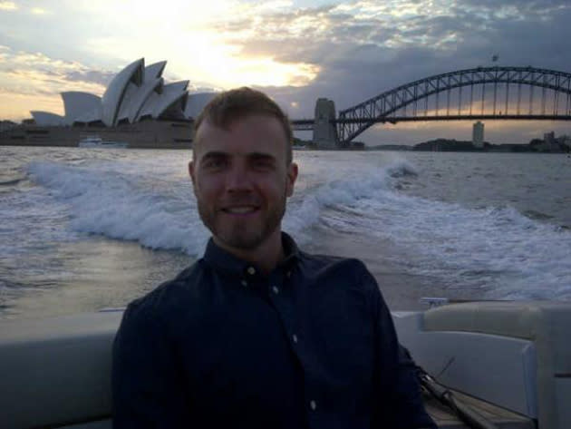 Celebrity photos: What more could you want from a picture? Gary Barlow, and a stunning Sydney backdrop. We just wish we were there with him!