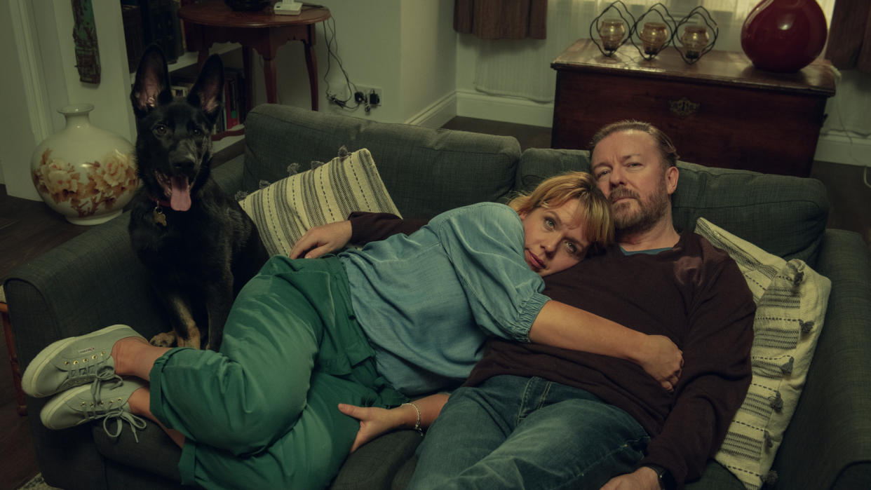 Kerry Godliman and Ricky Gervais in 'After Life'. (Credit: Ray Burmiston/Netflix)