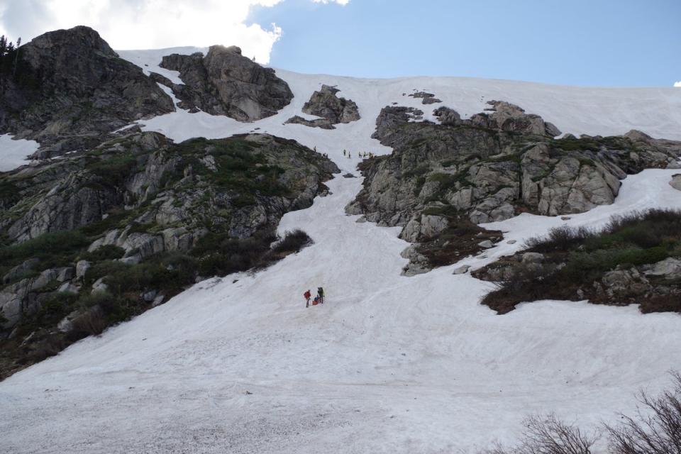 A hiker died after falling 300ft from a Rocky Mountain glacier, according to rescuers in Colorado (Alpine Rescue Team)