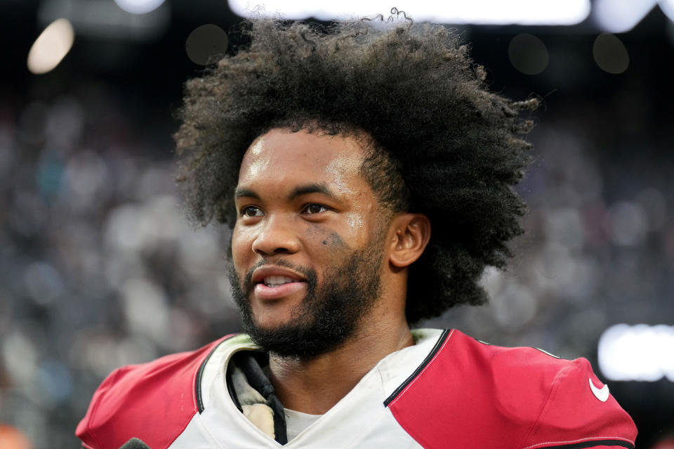 Cardinals QB Kyler Murray got smacked in the face by a fan after their win over the Raiders, but he's pretty OK with it. (Photo by Chris Unger/Getty Images)