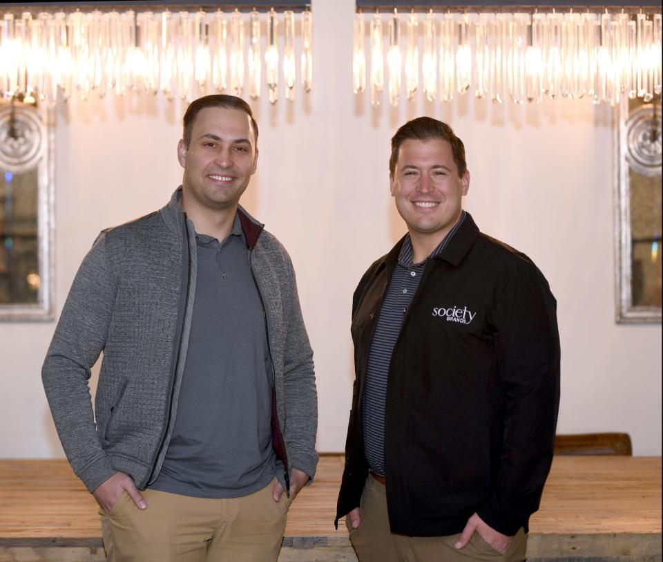 Justin, left, and Michael Sirpilla have launched Society Brands, a company that will consolidate third-party e-commerce retailers and provide them with marketing, logistics and other business functions. The brothers have $204 million in financial backing for the business, which will be based in the Canton area.