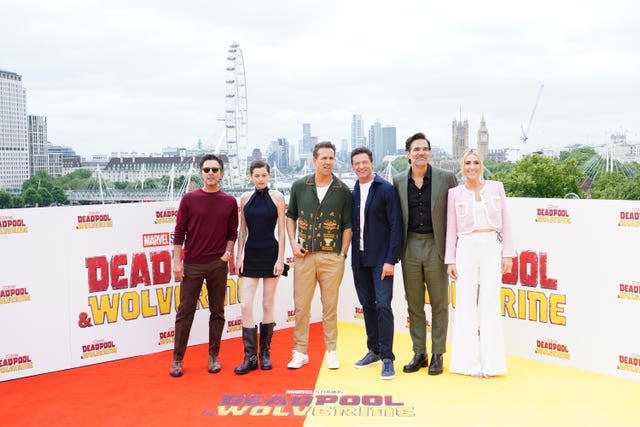 The stars of Deadpool and Wolverine together at the UK photo call