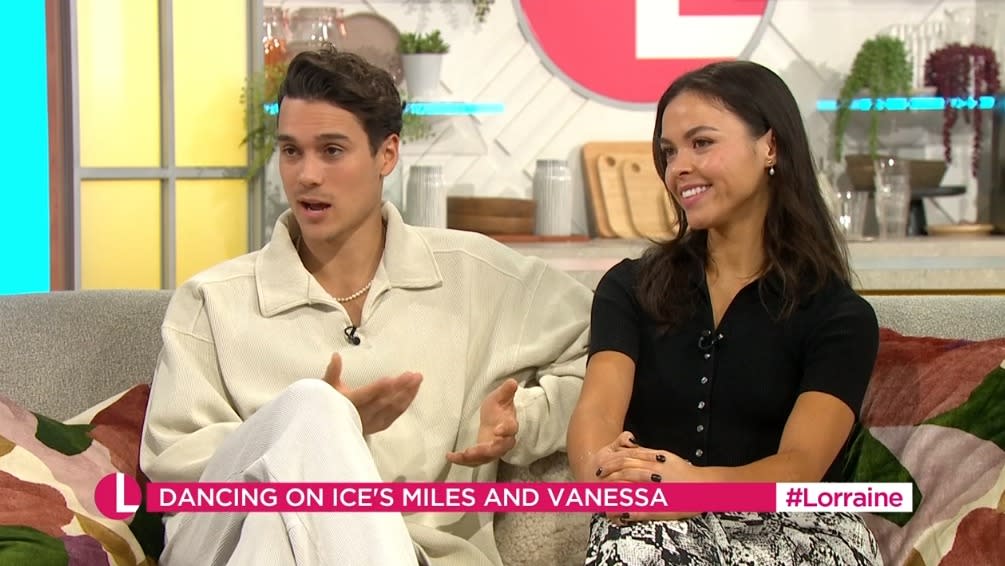 Miles and Vanessa from Dancing On Ice deny romance rumours. (ITV screengrab)