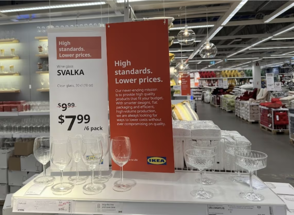 These wine glasses were already marked down on a visit to Calgary's Ikea store on Thursday. (Submitted by Nick Antson)