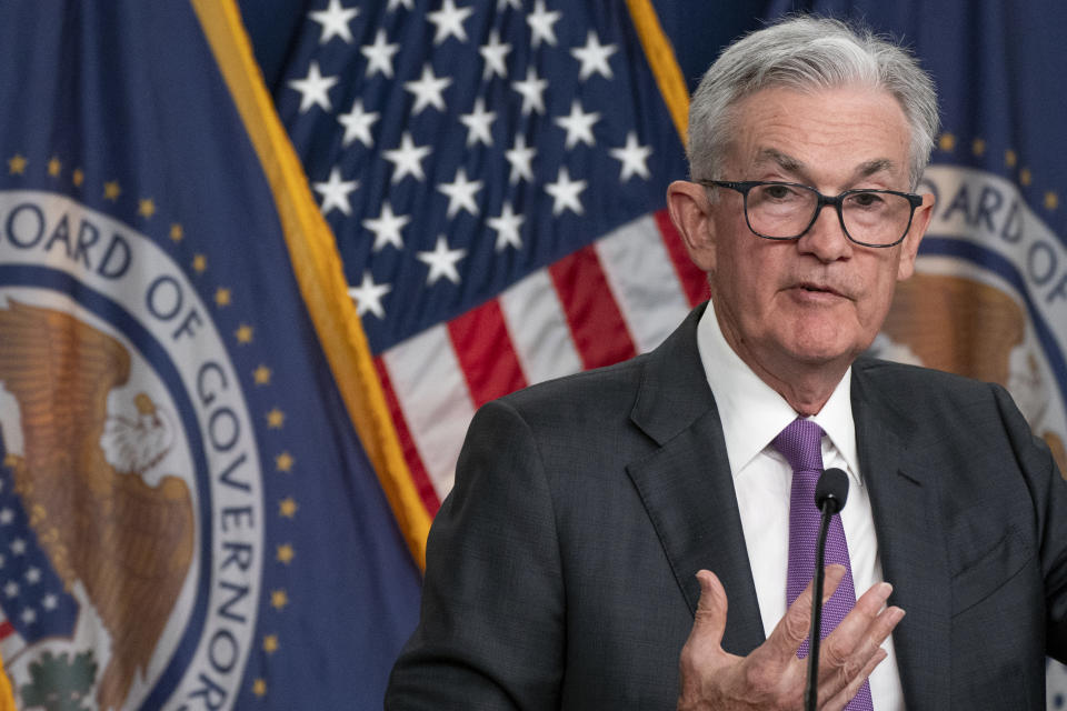 Federal Reserve Chair Jerome Powell speaks during a news conference following an FOMC meeting on July 26 in Washington, D.C. Thursday's inflation data will be key for the Fed's economic policy. July CPI inflation data is a key factor in the Federal Reserve's decision on whether to hike interest rates next month.(AP Photo/Nathan Howard)