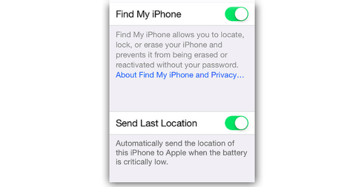Find My iPhone setting