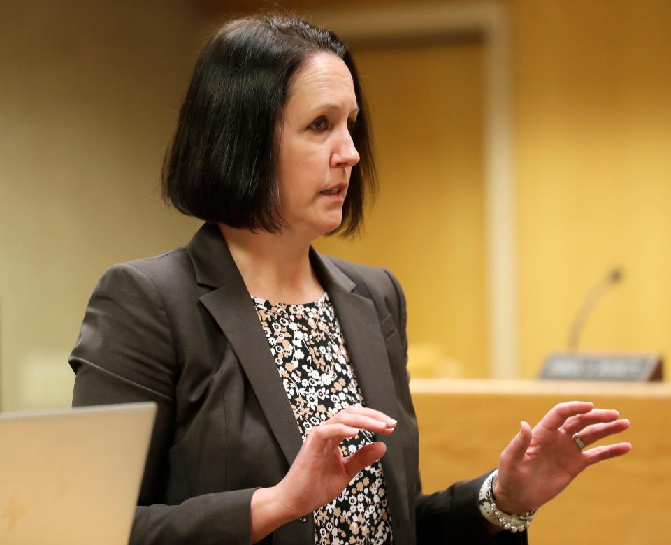 Assistant District Attorney Tracy Paider makes her rebuttal of defense closing arguments on Friday at the Winnebago County Courthouse in Oshkosh. Grant Fuhrman, 20, was found guilty of attempted first-degree intentional homicide in the 2019 stabbing of an Oshkosh West school resource officer.