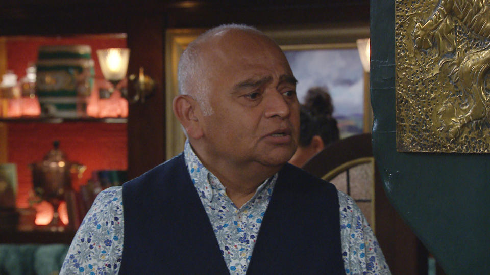 FROM ITV

STRICT EMBARGO
Print media - No Use Before Tuesday 11th July 2023
Online Media - No Use Before 0700hrs Tuesday 11th July 2023

Emmerdale - 9731

Monday 17th July 2023

Manpreet Sharma [REBECCA SARKER] reassures Rishi Sharma [BHASKER PATEL] heâ€™s been a great dad to Jai Sharma [CHRIS BISSON] and she urges him to give his son the full story about his biological dad. Rishi finally agrees to try to reconcile with Jai, but heâ€™s left devastated when his son blanks him. 

Picture contact - David.crook@itv.com


This photograph is (C) ITV and can only be reproduced for editorial purposes directly in connection with the programme or event mentioned above, or ITV plc. This photograph must not be manipulated [excluding basic cropping] in a manner which alters the visual appearance of the person photographed deemed detrimental or inappropriate by ITV plc Picture Desk. This photograph must not be syndicated to any other company, publication or website, or permanently archived, without the express written permission of ITV Picture Desk. Full Terms and conditions are available on the website www.itv.com/presscentre/itvpictures/terms
