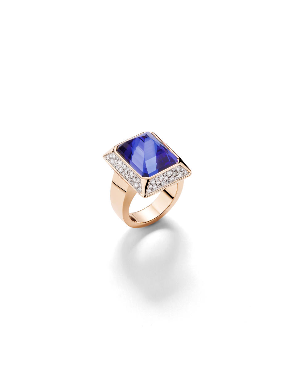 Pomellato’s Castello ring with tanzanite.