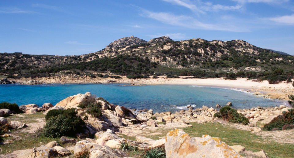 Chia beach on Italy's island of Sardinia. Two French tourists allegedly stole 40kg of sand from the beach.