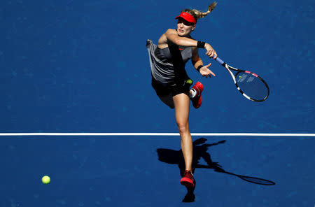 Tennis - US Open - New York, U.S. - August 30, 2017 - Eugenie Bouchard of Canada in action against Evgeniya Rodina of Russia in their first round match. REUTERS/Mike Segar