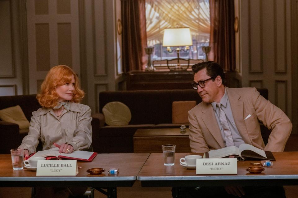 Nicole Kidman, left, and Javier Bardem are Lucille Ball and Desi Arnaz in Aaron Sorkin's "Being the Ricardos."