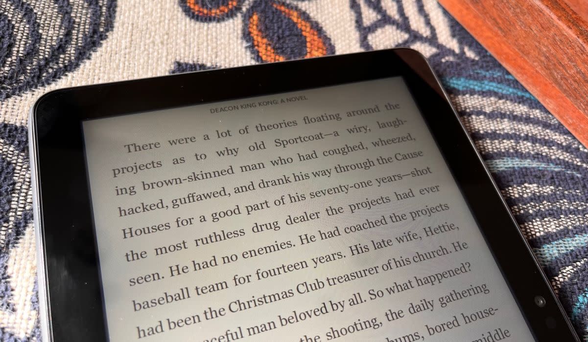 The Fire HD 8 showing the text of an e-book.