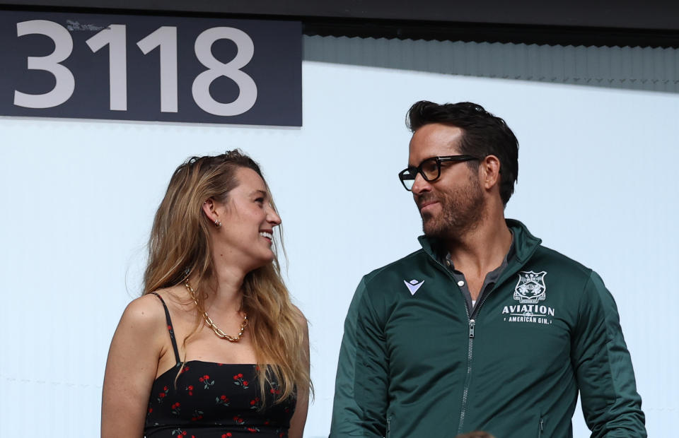 Ryan Reynolds and Blake Lively at a Wrexham AFC soccer game