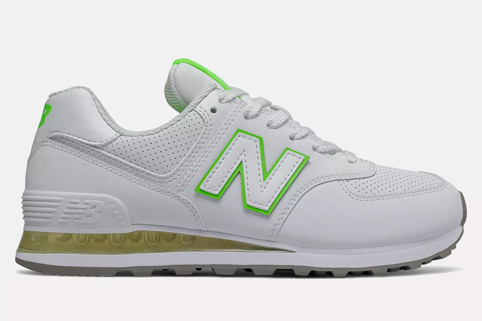 sneakers, green, white, new balance