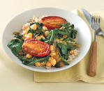 <p>Fresh lemon juice and golden raisins give this dish unexpected brightness and sweetness.<br> <br><strong>Get the recipe:</strong> <a rel="nofollow noopener" href="http://www.realsimple.com/food-recipes/browse-all-recipes/chickpeas-with-chard-and-pan-roasted-tomatoes-00000000052622/index.html" target="_blank" data-ylk="slk:Chickpeas With Chard and Pan-Roasted Tomatoes;elm:context_link;itc:0;sec:content-canvas" class="link ">Chickpeas With Chard and Pan-Roasted Tomatoes</a></p>