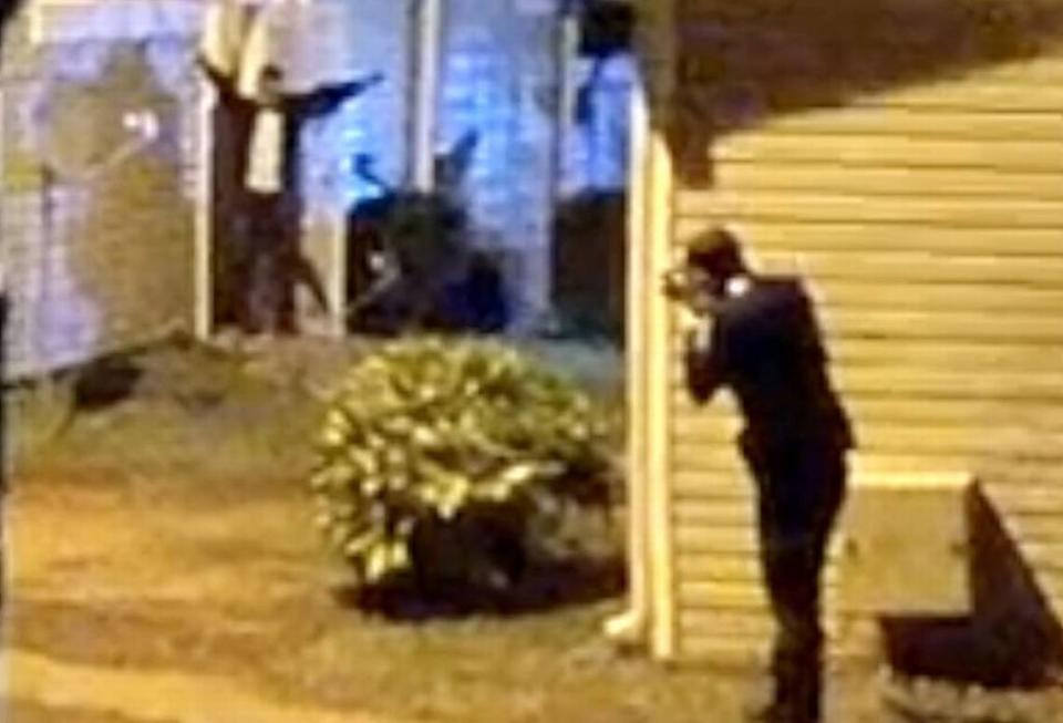 A Charlotte-Mecklenburg police officer takes aim at Ruben Galindo shortly before the 29-year-old was fatally shot on Sept. 6, 2017. Last month, a federal judge in Charlotte threw out the lawsuit filed by Galindo’s partner, ruling that Officer David Guerra was legally justified to shoot Galindo. The family has filed an appeal.