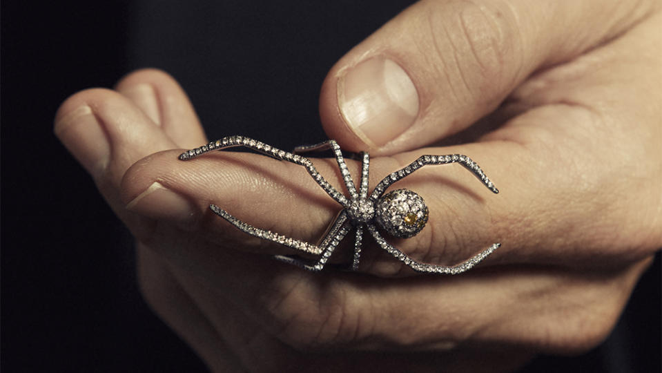 Diamond-studded spider ring