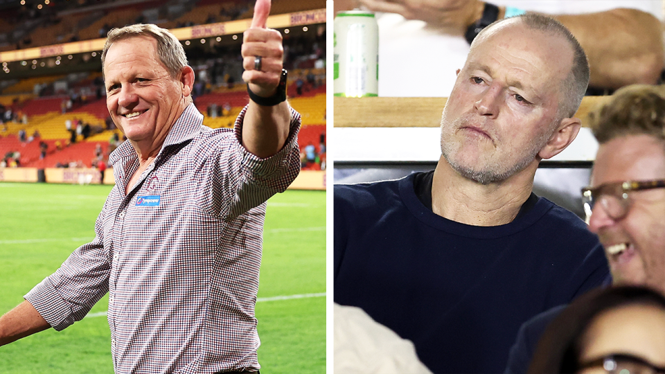 There are reports the Broncos were planning for Kevin Walters' (pictured left) exit for nearly four weeks as Michael Maguire (pictured right) has been announced as the new club coach. (Getty Images)