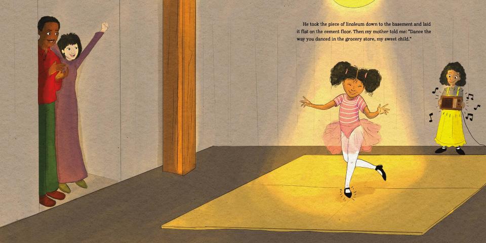 A page from "On the Line: My Story of Becoming the First African American Rockette," by Jennifer Jones, co-written by Lissette Norman, illustrated by Robert Paul Jr.