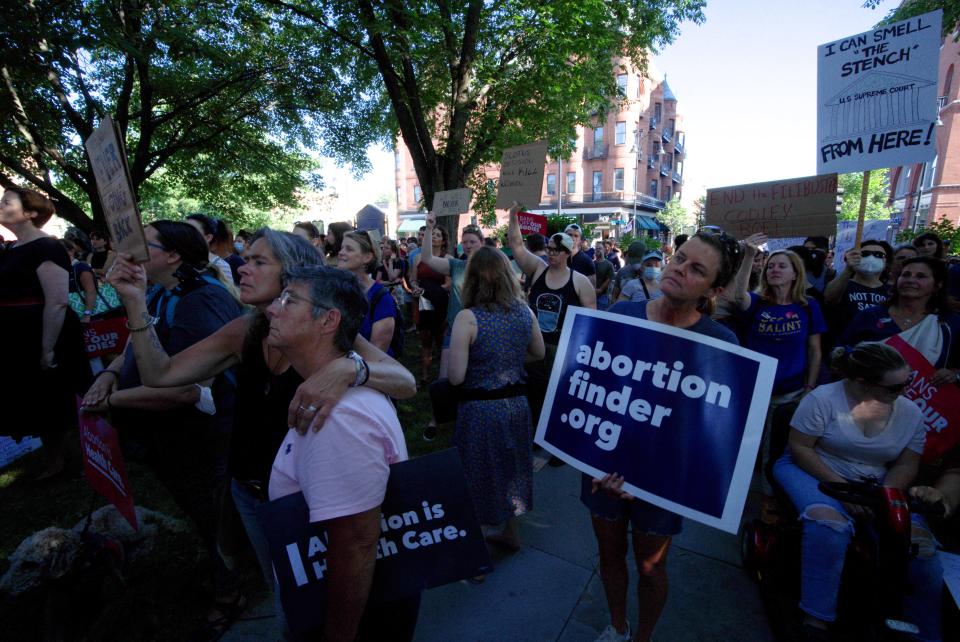 Abortion rights supporters rally in Burlington, Vermont on June 24, 2022, following the Supreme Court decision overturning Roe v. Wade.