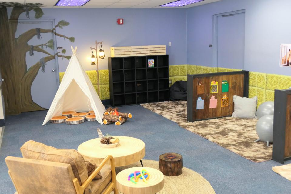 The newly created calm room at Shell Elementary in Hawthorne, which serves as a space for students to decompress.