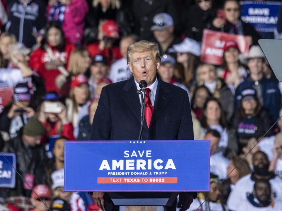 Donald Trump speaks at a rally in Texas in January 2022