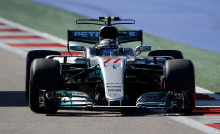 Formula One - F1 - Russian Grand Prix - Sochi, Russia - 29/04/17 - Mercedes Formula One driver Valtteri Bottas of Finland drives during the qualifying session. REUTERS/Maxim Shemetov