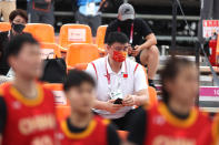 <p>Yao Ming, President of Chinese Basketball Association looks on day three of the Tokyo 2020 Olympic Games at Aomi Urban Sports Park on July 26, 2021 in Tokyo, Japan. (Photo by Christian Petersen/Getty Images)</p> 