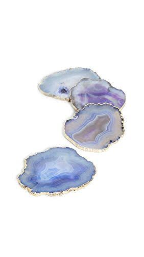 9) Shiraleah Home Set of 4 Agate Coaster Set Purple