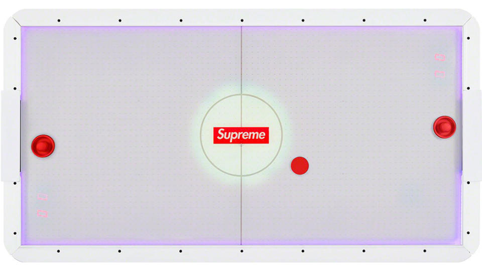 Supreme Valley LED air hockey table overhead view