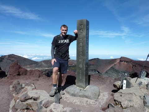 Lee at the summit of Mount Fuji, Japan