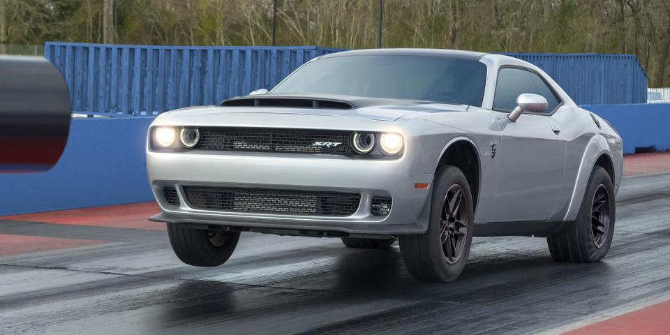 the 2023 dodge challenger srt demon 170 delivers 1,025 total horsepower at 6,500 rpm and 945 ib ft of torque at 4,200 rpm