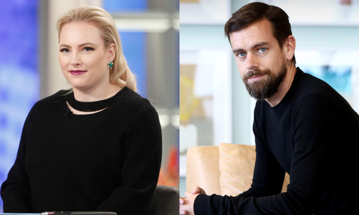 Meghan McCain and Jack Dorsey. (Photos: Getty Images)